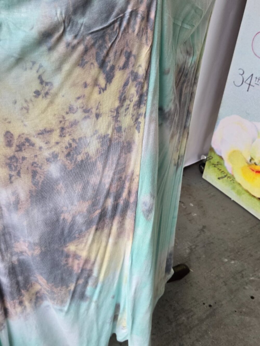 Venus Aqua Pastel Tie Dye Boho Bodycon Maxi Dress Art to Wear Evening Beach - Picture 9 of 9